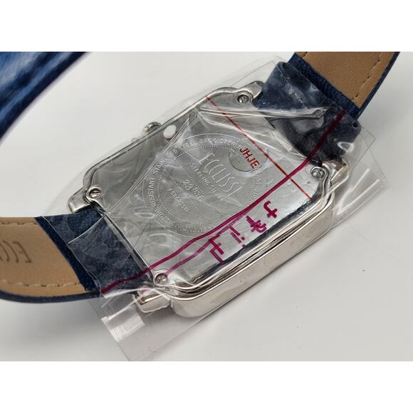 Ecclissi Sterling Silver 925 Mother Of Pearl Leather Band Tank Watch New Battery - Picture 13 of 15